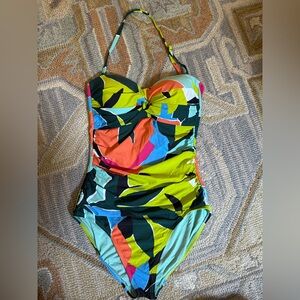 Anne Cole One Piece Swimsuit Tropical Print Size 6